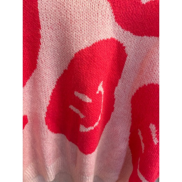 Altar'd State Pink Red Smiley Face Crewneck Sweater Small BRW02809-ATS - Picture 7 of 10